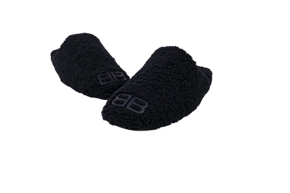 Balenciaga Black BB Cozy Fleece Mules Size 43